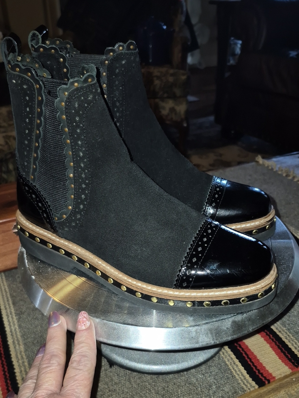 Free People "Atlas Chelsea" Studded Ankle Boots.(#1511Sh)